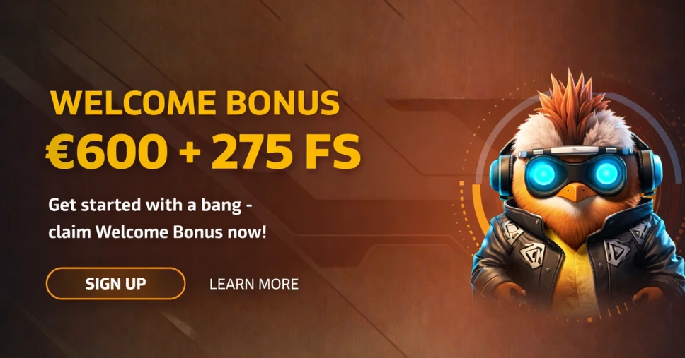 Bonus banner for Hugo Casino.